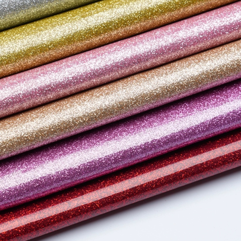 glitter PU vinyl faux fabric 