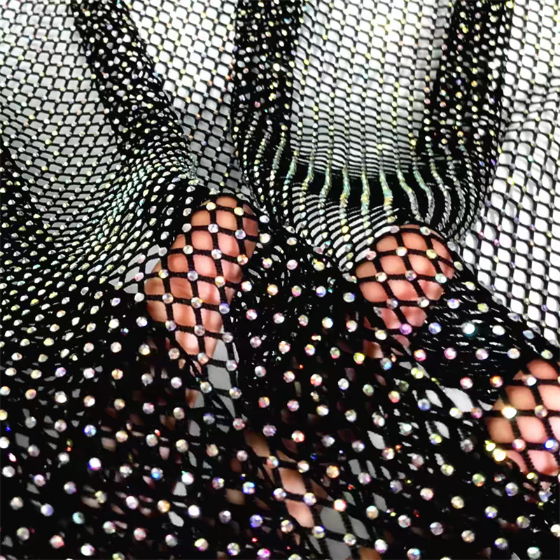 Rhinestone Fishnet Fabric