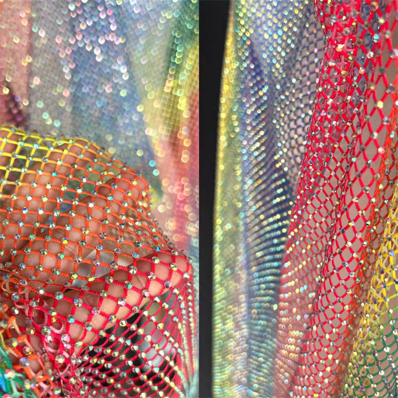 Shining Rhinestone Crystal Mesh Fabric