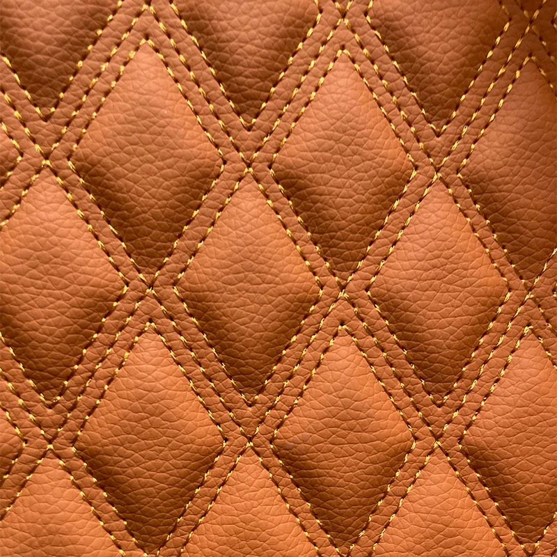 Embroidery Quilted Pvc Synthetic Leather